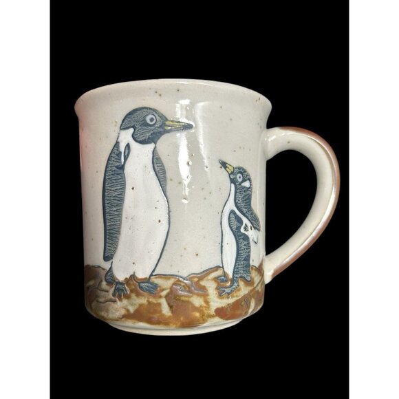 Vintage Otagiri Penguin Coffee Mug Cup Speckled Stoneware Brown Handle 4" - Picture 2 of 7